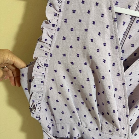 London Times chiffon bow midi dress lavender swiss dot belted size 4 NWT - Picture 5 of 8